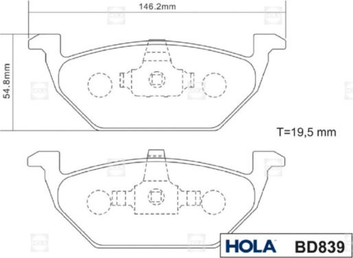 Hola BD839 - Brake Pad Set, disc brake autospares.lv