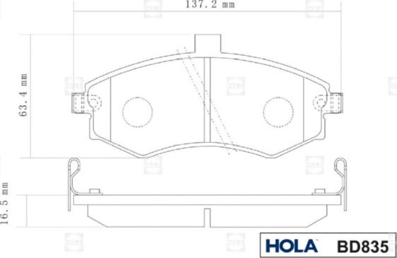 Hola BD835 - Brake Pad Set, disc brake autospares.lv