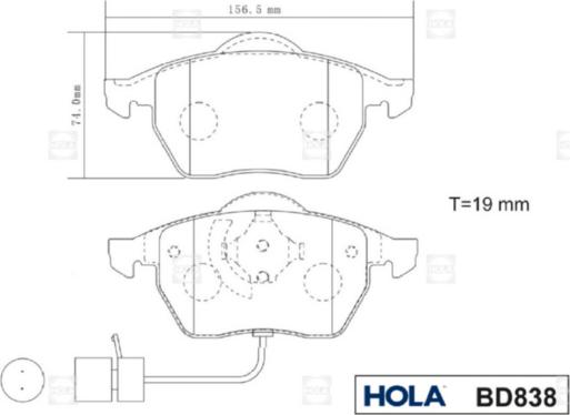 Hola BD838 - Brake Pad Set, disc brake autospares.lv