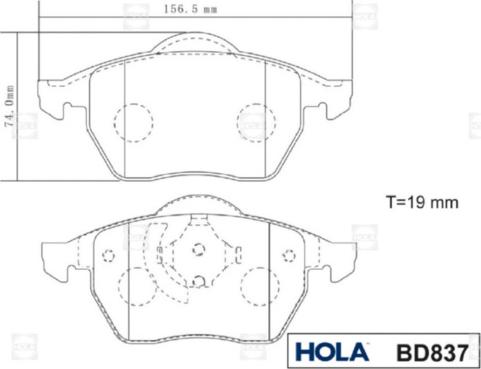 Hola BD837 - Brake Pad Set, disc brake autospares.lv