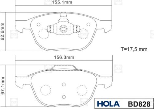 Hola BD828 - Brake Pad Set, disc brake autospares.lv