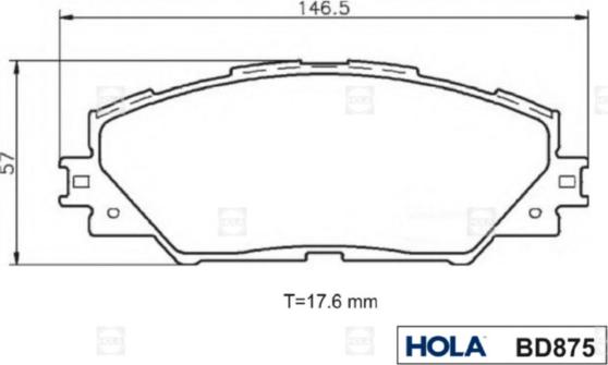 Hola BD875 - Brake Pad Set, disc brake autospares.lv