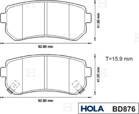 Hola BD876 - Brake Pad Set, disc brake autospares.lv