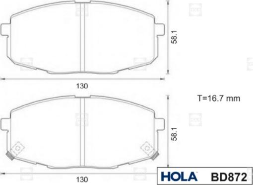 Hola BD872 - Brake Pad Set, disc brake autospares.lv