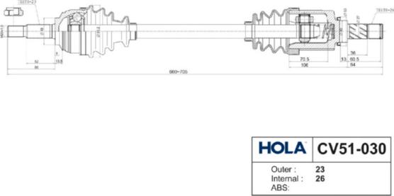 Hola CV51-030 - Drive Shaft autospares.lv