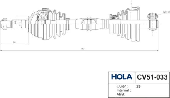 Hola CV51-033 - Drive Shaft autospares.lv