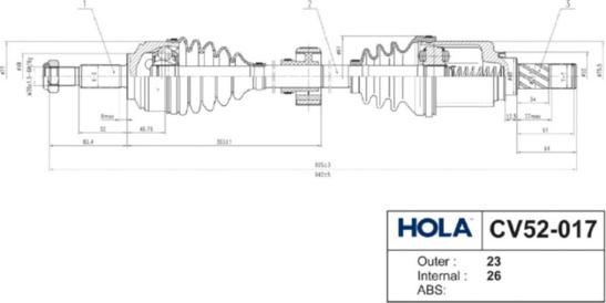 Hola CV52-017 - Drive Shaft autospares.lv