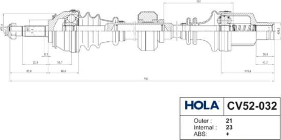 Hola CV52-032 - Drive Shaft autospares.lv