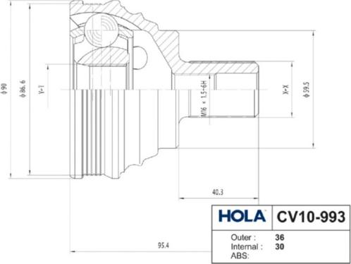 Hola CV10-993 - Joint Kit, drive shaft autospares.lv
