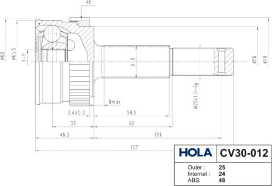 Hola CV30-012 - Joint Kit, drive shaft autospares.lv