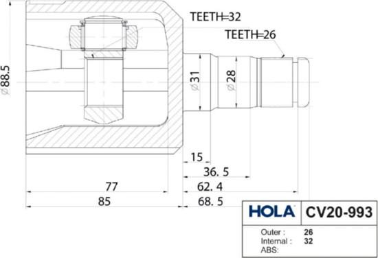 Hola CV20993 - Joint Kit, drive shaft autospares.lv
