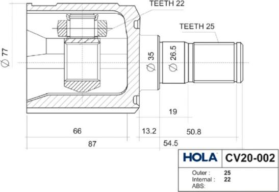 Hola CV20-002 - Joint Kit, drive shaft autospares.lv