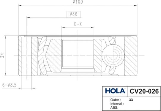 Hola CV20-026 - Joint Kit, drive shaft autospares.lv