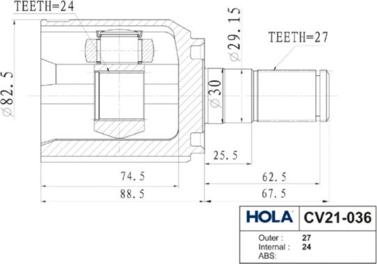 Hola CV21-036 - Joint Kit, drive shaft autospares.lv