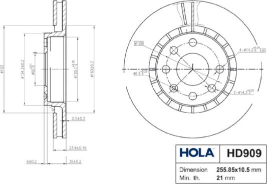 Hola HD909 - Brake Disc autospares.lv