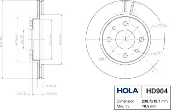 Hola HD904 - Brake Disc autospares.lv