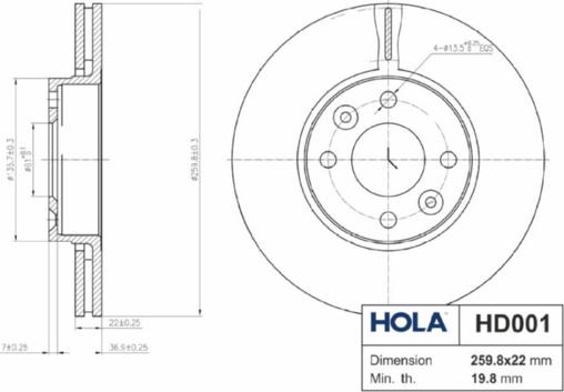 Hola HD001 - Brake Disc autospares.lv