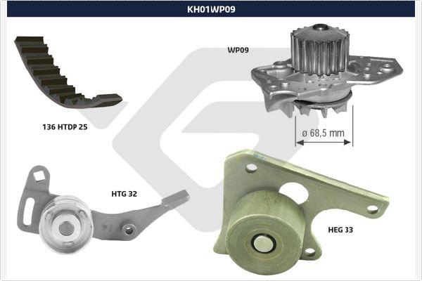 Hutchinson KH 01WP09 - Water Pump & Timing Belt Set autospares.lv