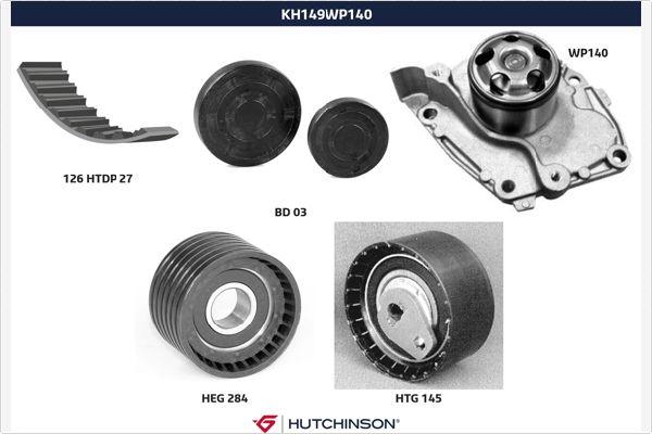 Hutchinson KH 149WP140 - Water Pump & Timing Belt Set autospares.lv