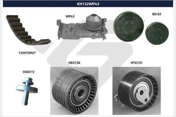 Hutchinson KH 132WP43 - Water Pump & Timing Belt Set autospares.lv