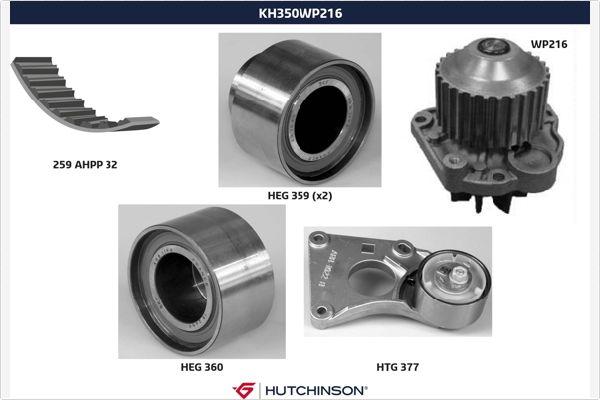 Hutchinson KH 350WP216 - Water Pump & Timing Belt Set autospares.lv