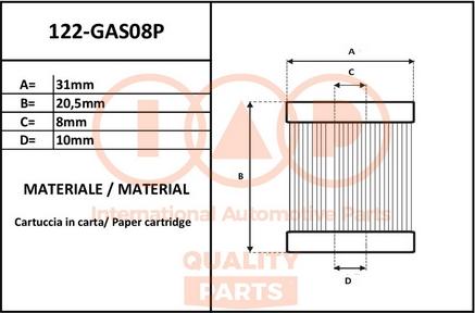 IAP QUALITY PARTS 122-GAS08P - Fuel filter autospares.lv