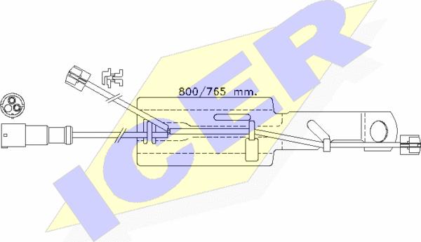 Icer 610432 E C - Warning Contact, brake pad wear autospares.lv