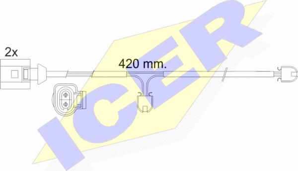 Icer 610476 E C - Warning Contact, brake pad wear autospares.lv