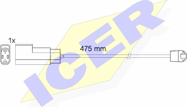 Icer 610576 E C - Warning Contact, brake pad wear autospares.lv