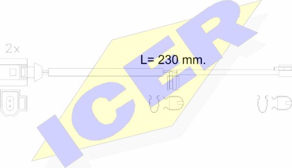 Icer 610611 E C - Warning Contact, brake pad wear autospares.lv