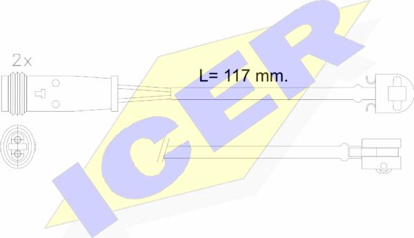 Icer 610612 E C - Warning Contact, brake pad wear autospares.lv