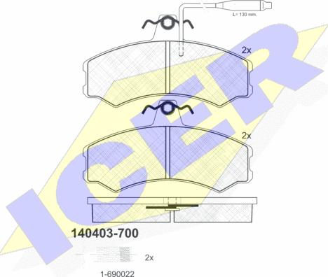 Icer 140403-700 - Brake Pad Set, disc brake autospares.lv