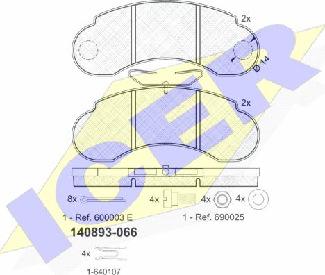 Icer 140893 - Brake Pad Set, disc brake autospares.lv