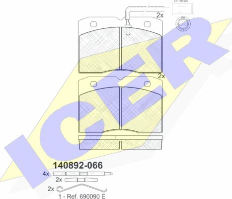 Icer 140892-066 - Brake Pad Set, disc brake autospares.lv