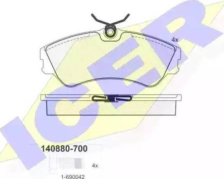 Icer 140880 - Brake Pad Set, disc brake autospares.lv