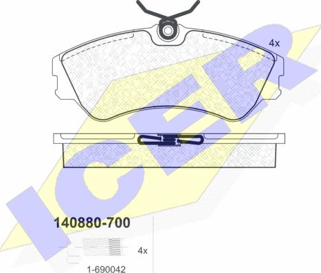 Icer 140880-700 - Brake Pad Set, disc brake autospares.lv