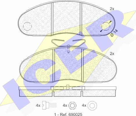 Icer 140834 - Brake Pad Set, disc brake autospares.lv