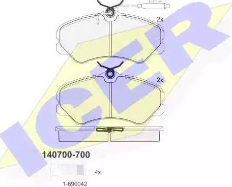 Icer 140700 - Brake Pad Set, disc brake autospares.lv