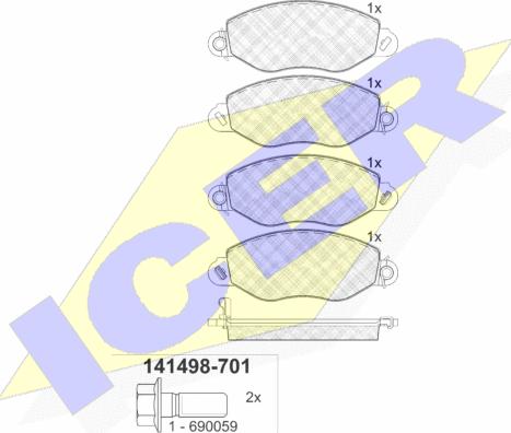 Icer 141498-701 - Brake Pad Set, disc brake autospares.lv