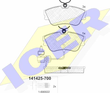 Icer 141425-700 - Brake Pad Set, disc brake autospares.lv