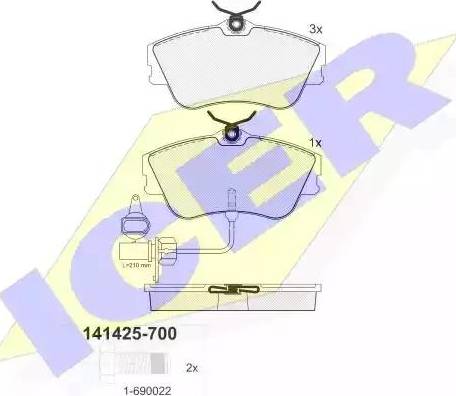 Icer 141425 - Brake Pad Set, disc brake autospares.lv