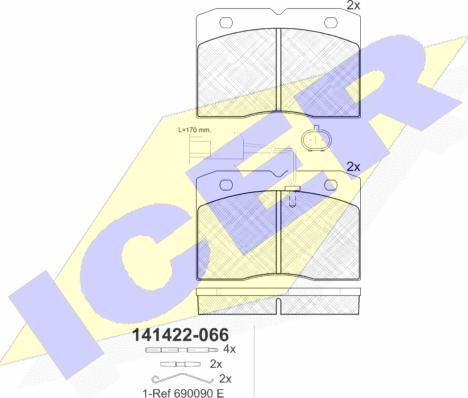 Icer 141422-066 - Brake Pad Set, disc brake autospares.lv