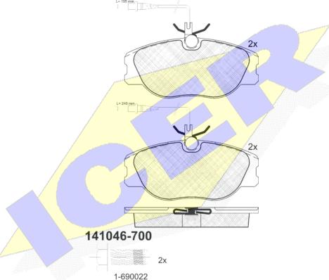 Icer 141046-700 - Brake Pad Set, disc brake autospares.lv