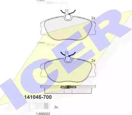 Icer 141046 - Brake Pad Set, disc brake autospares.lv