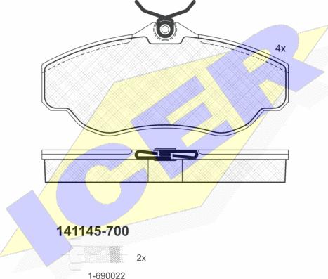 Icer 141145-700 - Brake Pad Set, disc brake autospares.lv