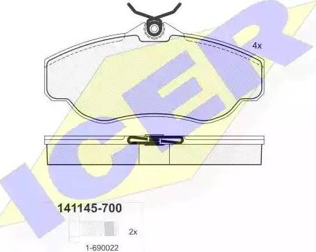 Icer 141145 - Brake Pad Set, disc brake autospares.lv