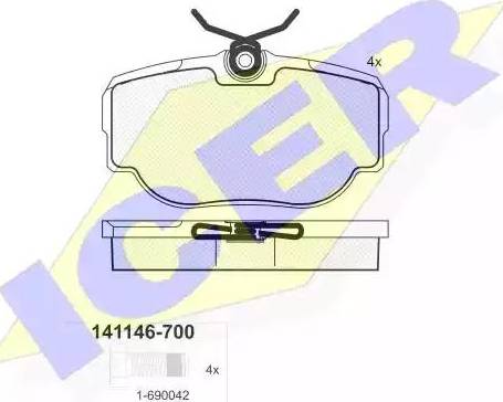 Icer 141146 - Brake Pad Set, disc brake autospares.lv