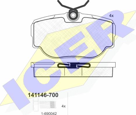 Icer 141146-700 - Brake Pad Set, disc brake autospares.lv