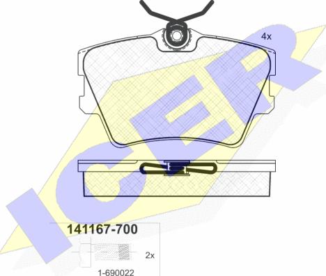 Icer 141167-700 - Brake Pad Set, disc brake autospares.lv