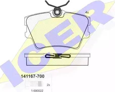 Icer 141167 - Brake Pad Set, disc brake autospares.lv